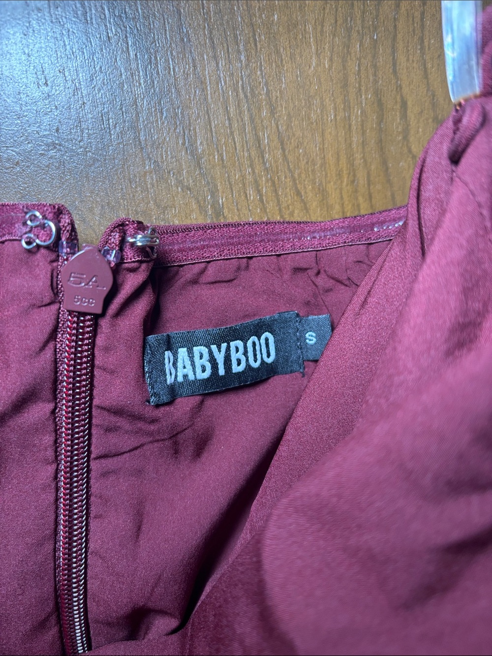 Babyboo Strapless Burgundy Evening Gown with Matching Gloves - Picture 3 of 5